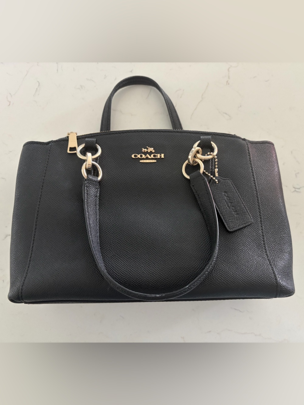 Coach Black Leather Satchel with Gold Hardware